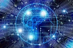 Ein Bild eines von elektronischen Schaltkreisen umgebenen Gehirns, das die komplexe Verbindung zwischen Neurowissenschaften und Technologie darstellt.